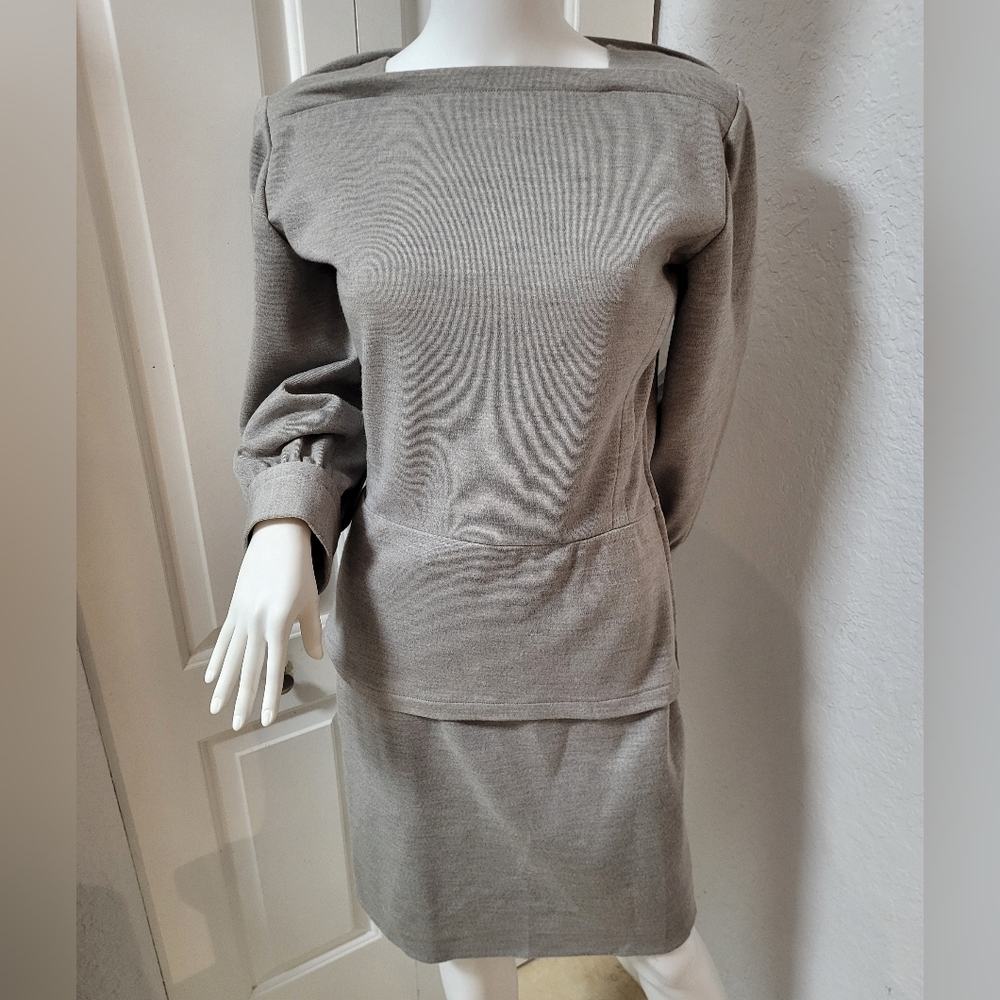 Yves Saint Laurent Vintage Gray Long Sleeve Top and Skirt